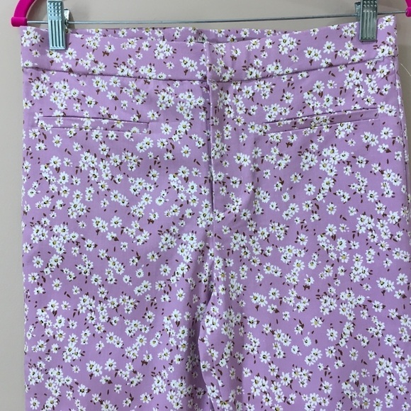 NWT zara Daisy floral flare pants hi rise purple size s retro 70s - Picture 2 of 5